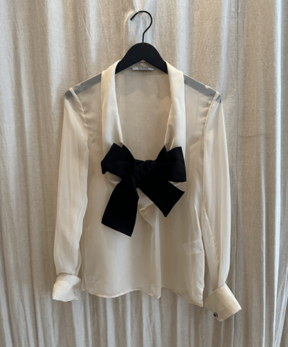 Cowl neck blouse with bow