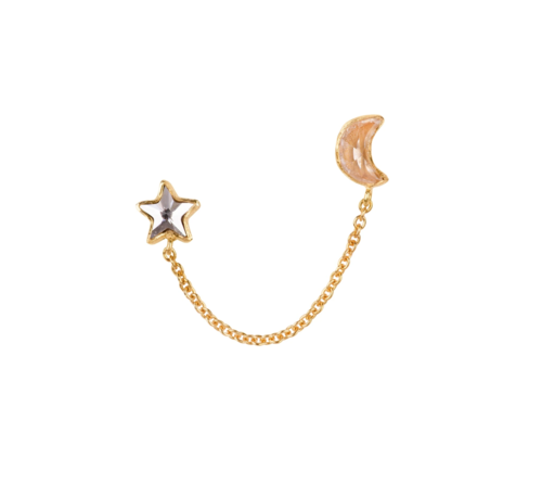 Moon and Star Double Stud Earrings