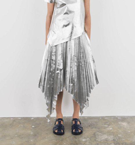 Silver plissé skirt