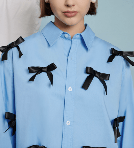 Penny satin bow shirt
