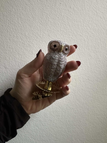 Glaspynt, ugle på klemme