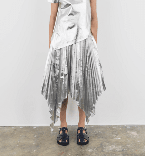 Silver plissé skirt