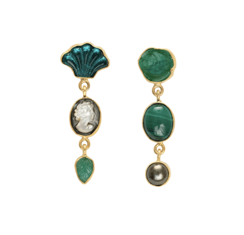 THREE CHARM MOVING DROP EARRINGS